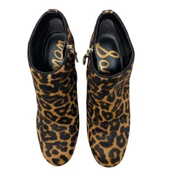 Sam Edelman Cambell Leopard Print Calf Hair Round Toe Ankle Boots - Size 8.5 - Picture 7 of 10